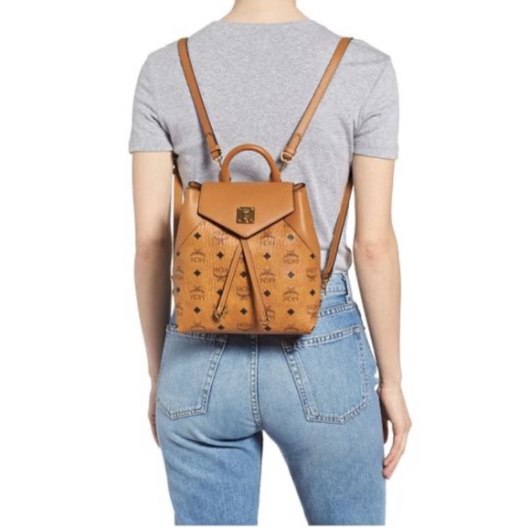 MCM Convertible Backpack/Crossbody Cognac Logo Bag - Picture 11 of 16